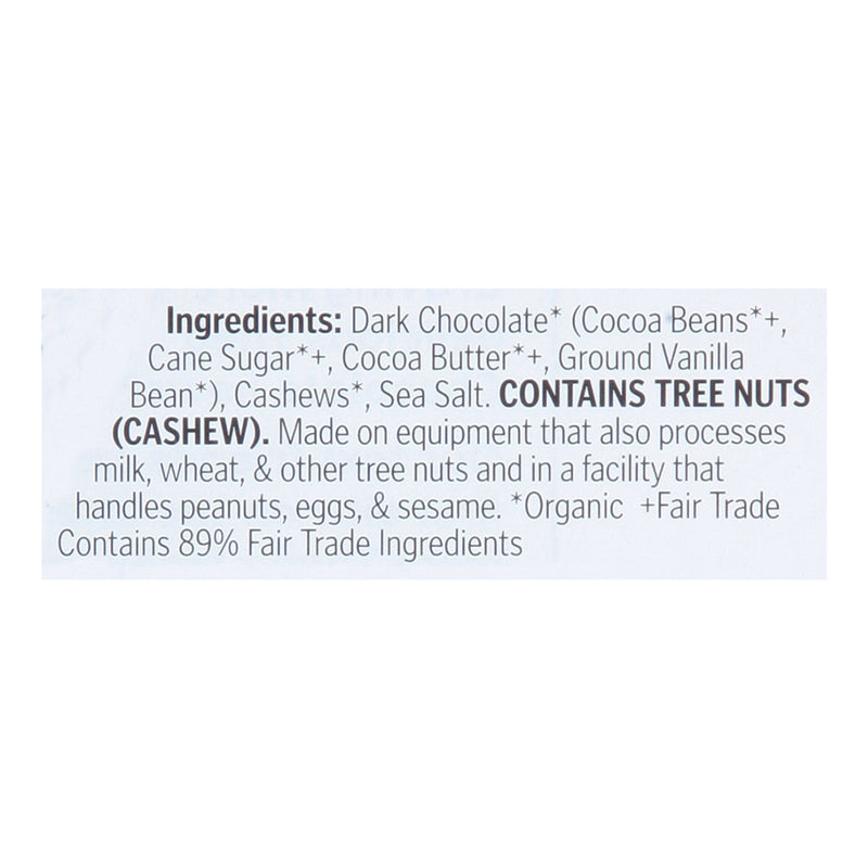 Theo Chocolate - Bar Salted Cashew 85% - Case Of 12-3 Oz