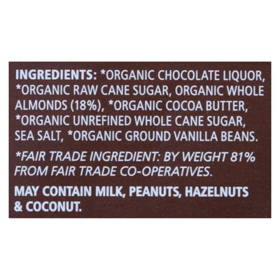 Equal Exchange - Bar Dark Chocolate Almond Sea Salt - Case Of 10 - 3.5 Ounce