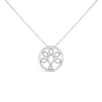 An image displaying .925 Sterling Silver 1/10 Cttw Diamond Tree of Life Pendant Necklace (I-J Color, I3 Clarity) by Infinite Jewels