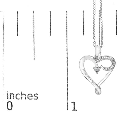 An image displaying .925 Sterling Silver Diamond Accent "I LOVE YOU MOM" Heart Pendant Necklace (J-K Color, I2-I3 Clarity) - 18" Inches by Infinite Jewels