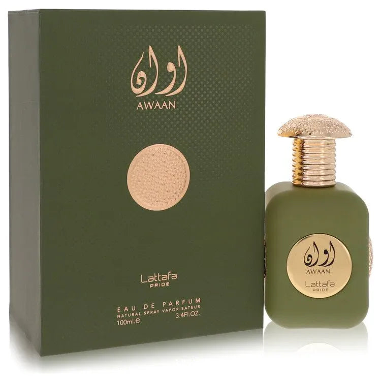 An image displaying Lattafa Pride Awaan by Lattafa Eau De Parfum Spray 3.4 oz for Men by Lattafa