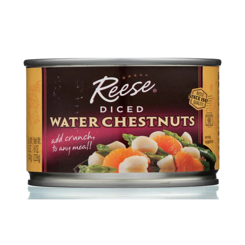 An image displaying Reese Water Chestnuts - Diced - Case Of 24 - 8 Ounce by Reese