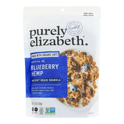 An image displaying Purely Elizabeth Organic Ancient Grain Granola - Blueberry Hemp - Case Of 6 - 12 Ounce. by Purely Elizabeth