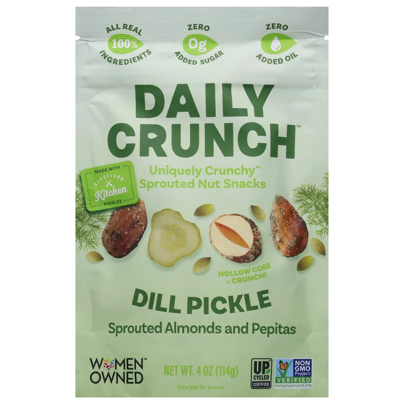 An image displaying Daily Crunch - Almnd Sprtd Dill Pckl Ppt - Case Of 6-4 Ounce by Daily Crunch