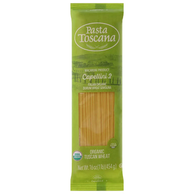 An image displaying Pasta Toscana - Pasta Organic Capellini - Case Of 12-16 Ounce by Pasta Toscana