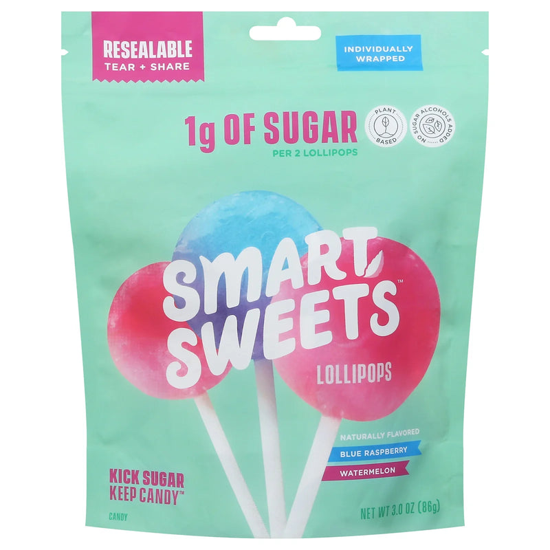 Smartsweets - Lollipops Wtrmln Rasp - Case Of 10-3 Ounce