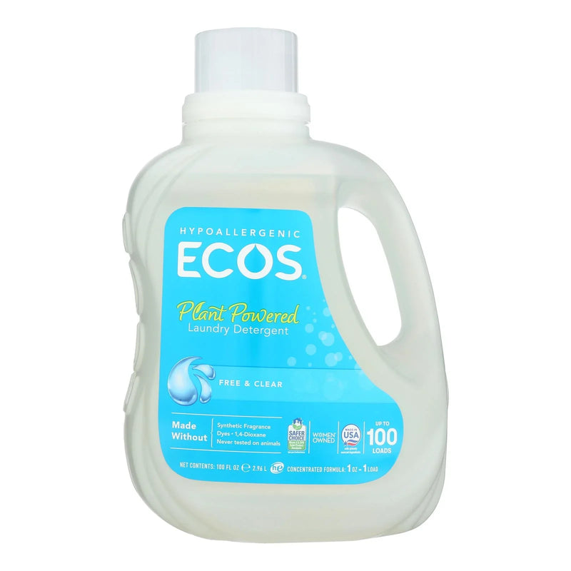 Earth Friendly Ecos Ultra 2x All Natural Laundry Detergent - Free And Clear - 100 Ounce