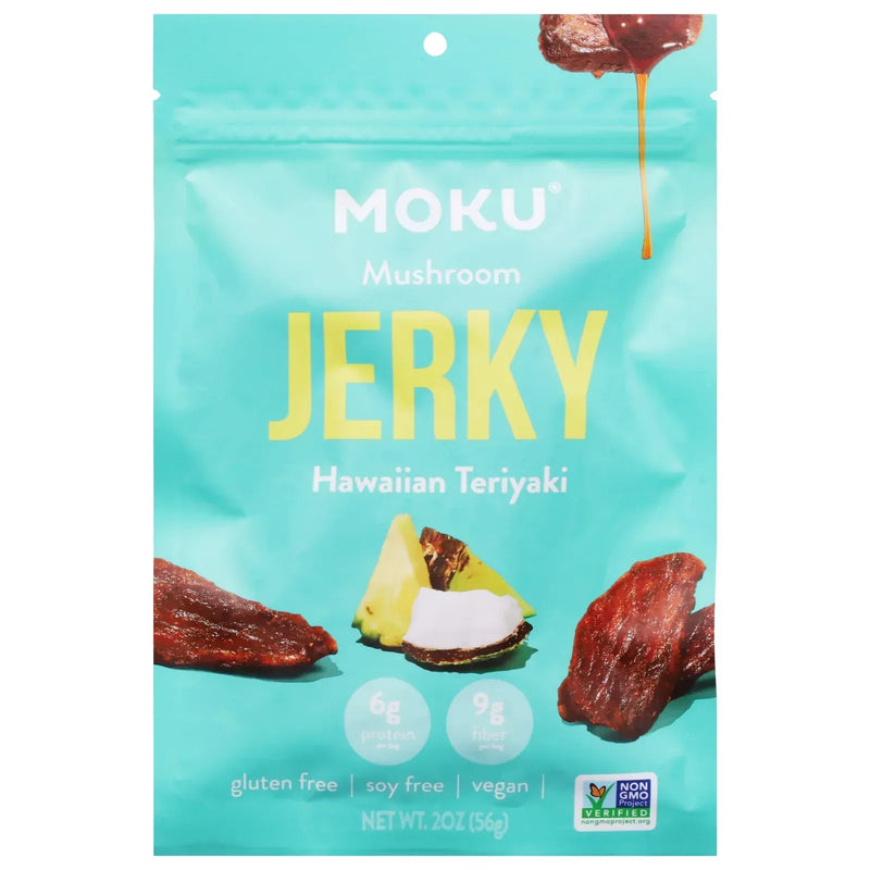 An image displaying Moku - Plant Based Jerky Hawain Teri - Case Of 8-2 Ounce by Moku