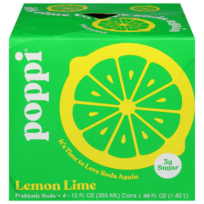 An image displaying Poppi - Prebio Soda Lem Lime 4pk - Cs Of 6-4/12 Fz by Poppi