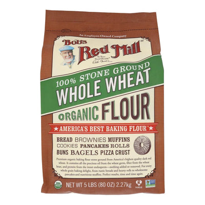 An image displaying Bob's Red Mill - Flour Organic Whole Wheat - Case Of 8-5 Lb by Bob's Red Mill
