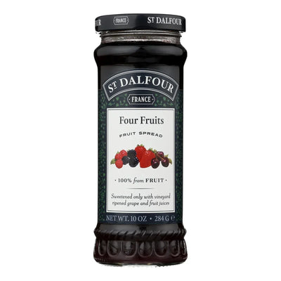 An image displaying St Dalfour Fruit Spread - Deluxe - 100 Percent Fruit - Four Fruits - 10 Ounce - Case Of 6 by St Dalfour