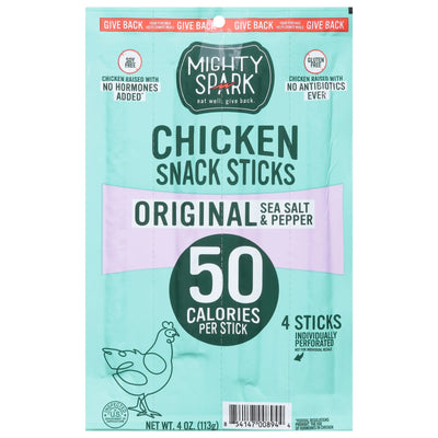 An image displaying Mighty Spark - Snk Stick Chkn Ssalt Ppr - Cs Of 8-4 Oz by Mighty Spark
