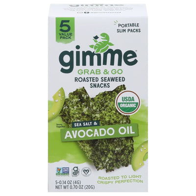 An image displaying Gimme Seaweed Snacks - Seawd Snk Organic Avo Oil 5pk - Case Of 6-5/.14 Ounce by Gimme Seaweed Snacks