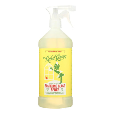 An image displaying Rebel Green Glass Spray - Peppermint Lemon - Case Of 4 - 32 Ounce by Rebel Green