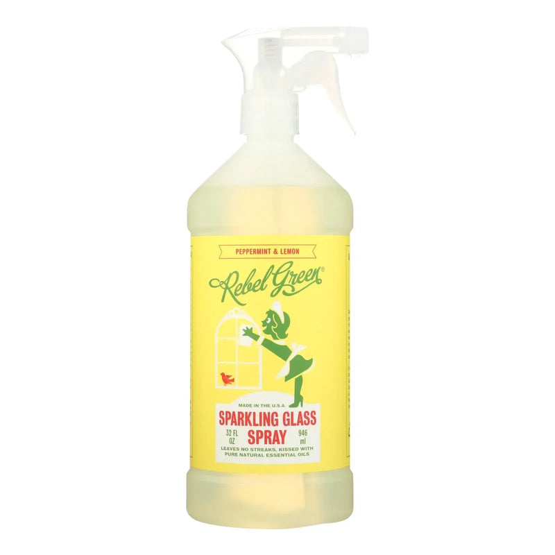An image displaying Rebel Green Glass Spray - Peppermint Lemon - Case Of 4 - 32 Ounce by Rebel Green