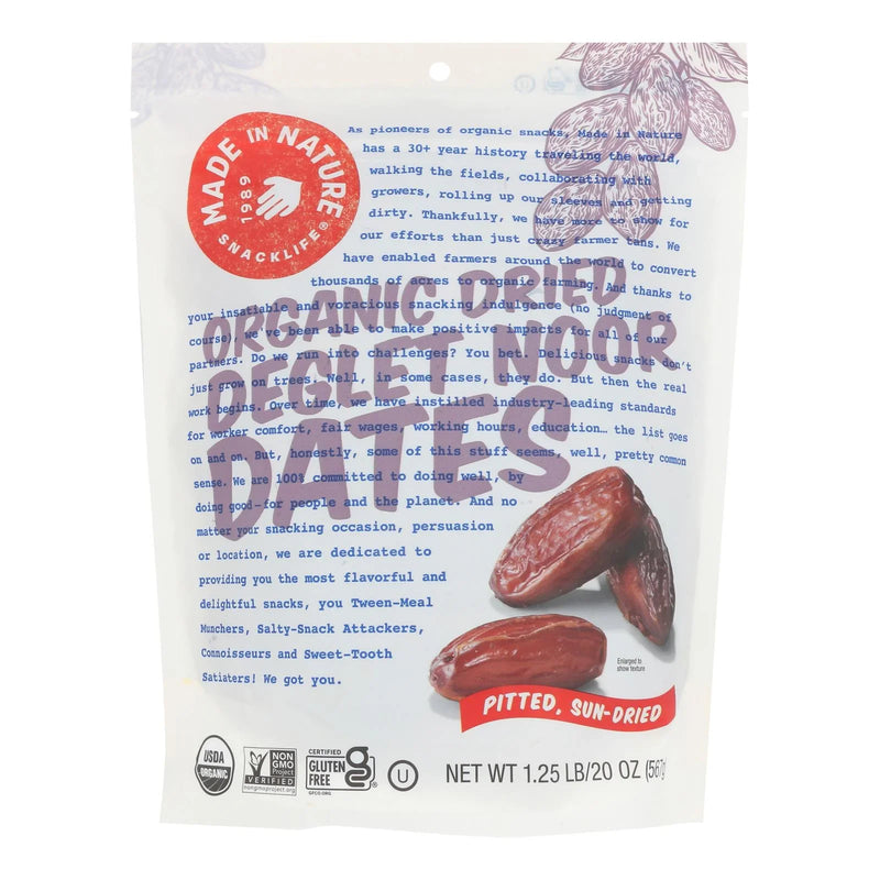 Made In Nature, Organic Dates Dried Fruit - Case Of 6 - 20 Ounce