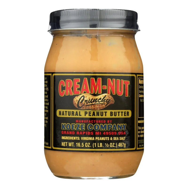 An image displaying Cream Nut Peanut Butter - Crunchy - Natural - Case Of 6 - 16.5 Ounce by Cream Nut