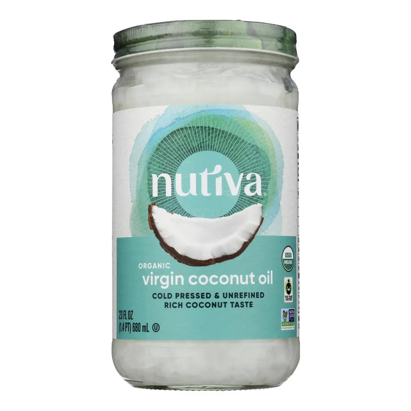 An image displaying Nutiva Organic Virgin Coconut Oil - Case Of 6 - 23 Ounce. by Nutiva
