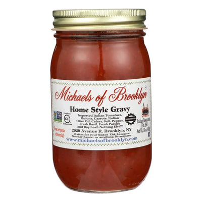 An image displaying Michael's Of Brooklyn - Sauce Home Style Gravy - Case Of 6 - 16 Ounce by Michael's Of Brooklyn