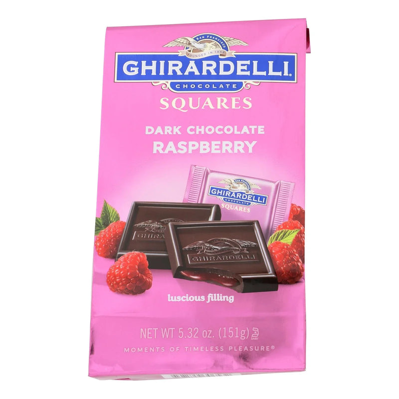 Ghirardelli Dark Chocolate Raspberry Squares  - Case Of 6 - 5.32 Ounce