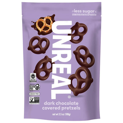 An image displaying Unreal - Pretzels Dark Chocolate - Case Of 6-3.5 Ounce by Unreal
