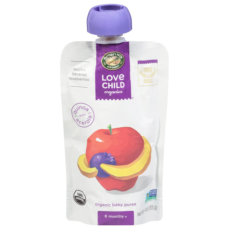 Love Child Organics - Puree Organic Apl Ban Blubry - Case Of 12-4 Ounce