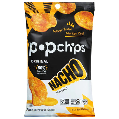 An image displaying Popchips - Potato Chip Nacho - Case Of 12-5 Ounce by Popchips