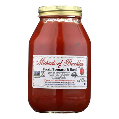 An image displaying Michael's Of Brooklyn Fresh Tomato And Basil Pasta Sauce - Case Of 6 - 32 Ounce by Michael's Of Brooklyn