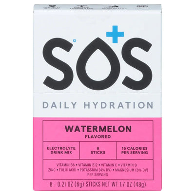 An image displaying Sos Hydration - Hydration Mix Watermelon - 8 Count by Sos Hydration