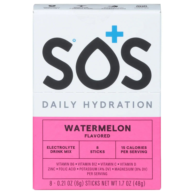 An image displaying Sos Hydration - Hydration Mix Watermelon - 8 Count by Sos Hydration