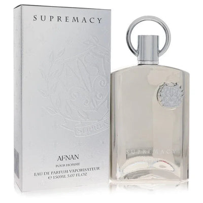 An image displaying Supremacy Silver by Afnan Eau De Parfum Spray 3.4 oz for Men by Afnan