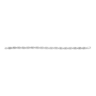 An image displaying .925 Sterling Silver Diamond Accent Heart Link Bracelet (I-J Color, I3 Clarity) - 7.25" by Infinite Jewels