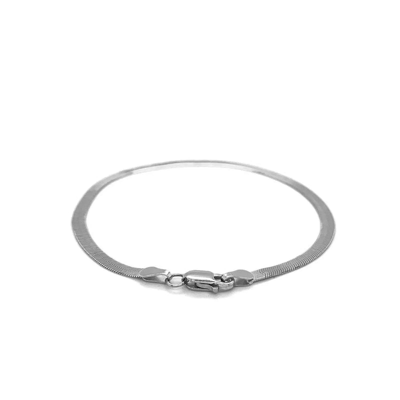 An image displaying 2.8mm 14k White Gold Super Flex Herringbone Bracelet by Orca Market