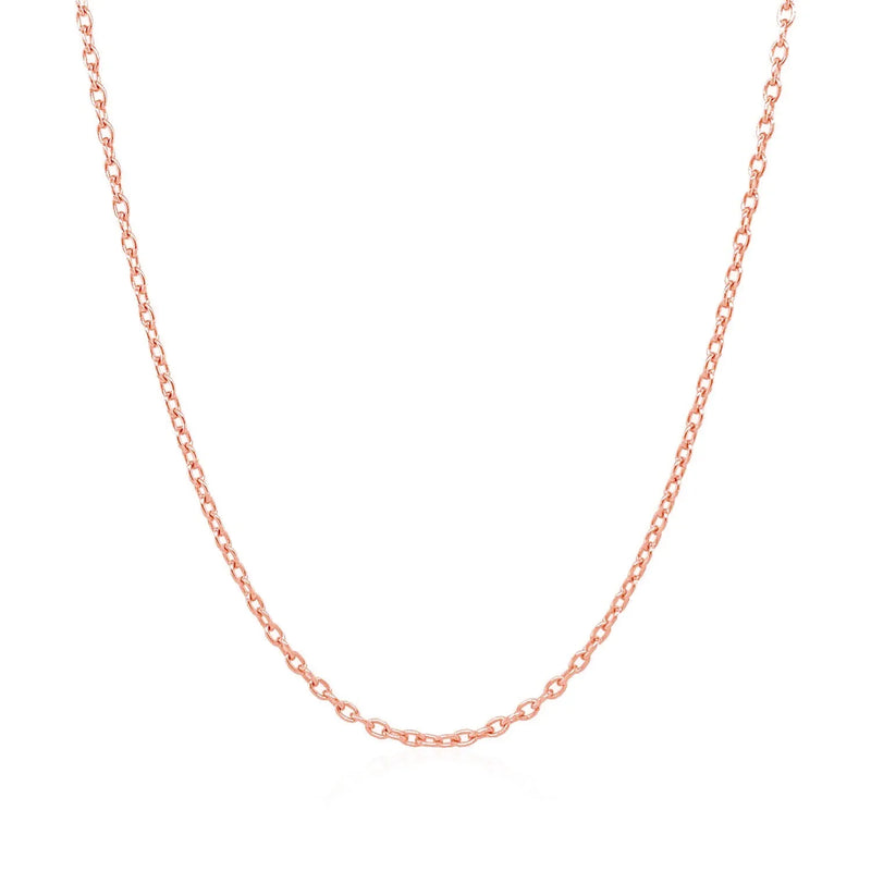An image displaying 14k Rose Gold Round Cable Link Chain 1.5mm by Orca Market