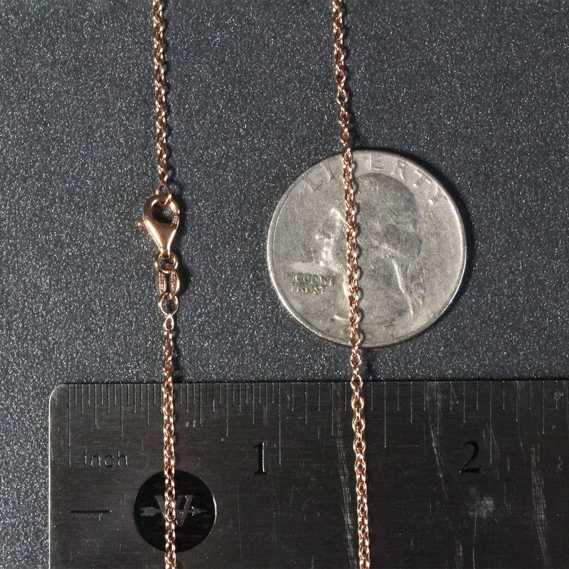 An image displaying 14k Rose Gold Round Cable Link Chain 1.5mm by Orca Market