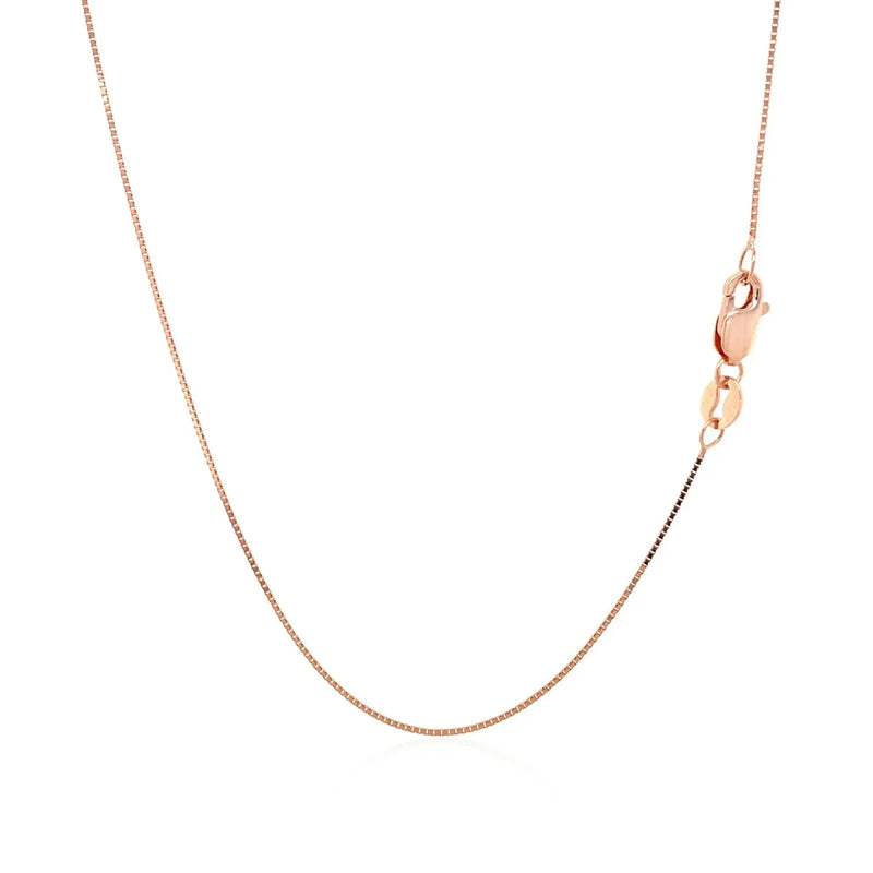 An image displaying 18k Rose Gold Classic Box Chain 0.6mm by Orca Market