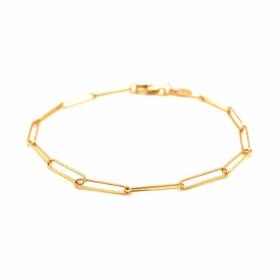 An image displaying 14k Yellow Gold Wire Paperclip Bracelet (2.7mm) by Orca Market