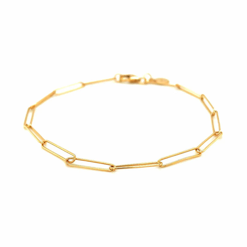An image displaying 14k Yellow Gold Wire Paperclip Bracelet (2.7mm) by Orca Market