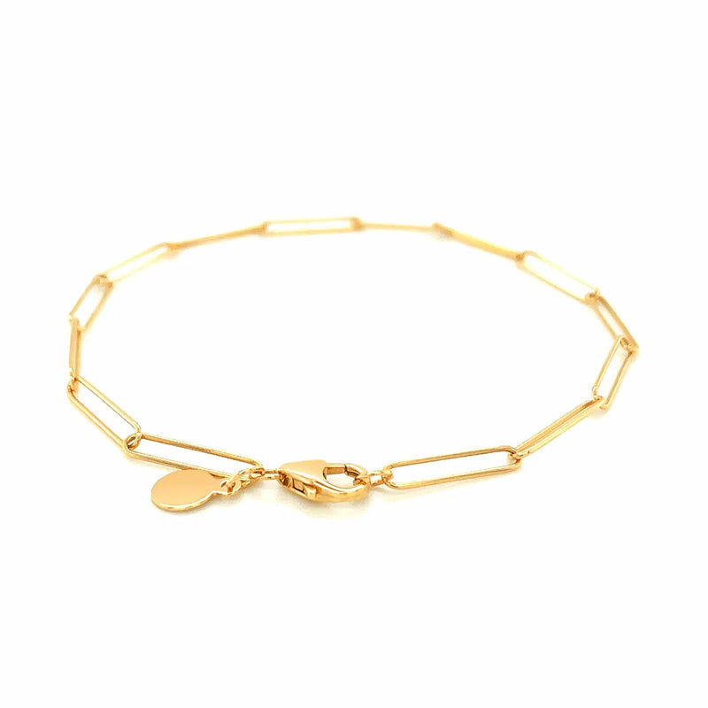 An image displaying 14k Yellow Gold Wire Paperclip Bracelet (2.7mm) by Orca Market