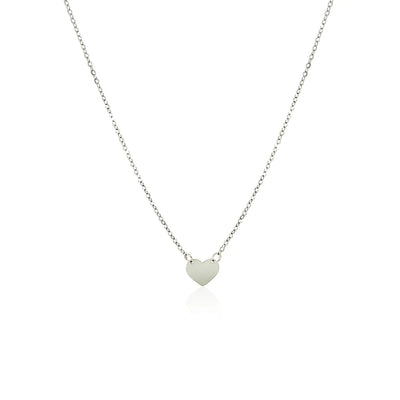 An image displaying 14k White Gold Polished Mini Heart Necklace by Orca Market