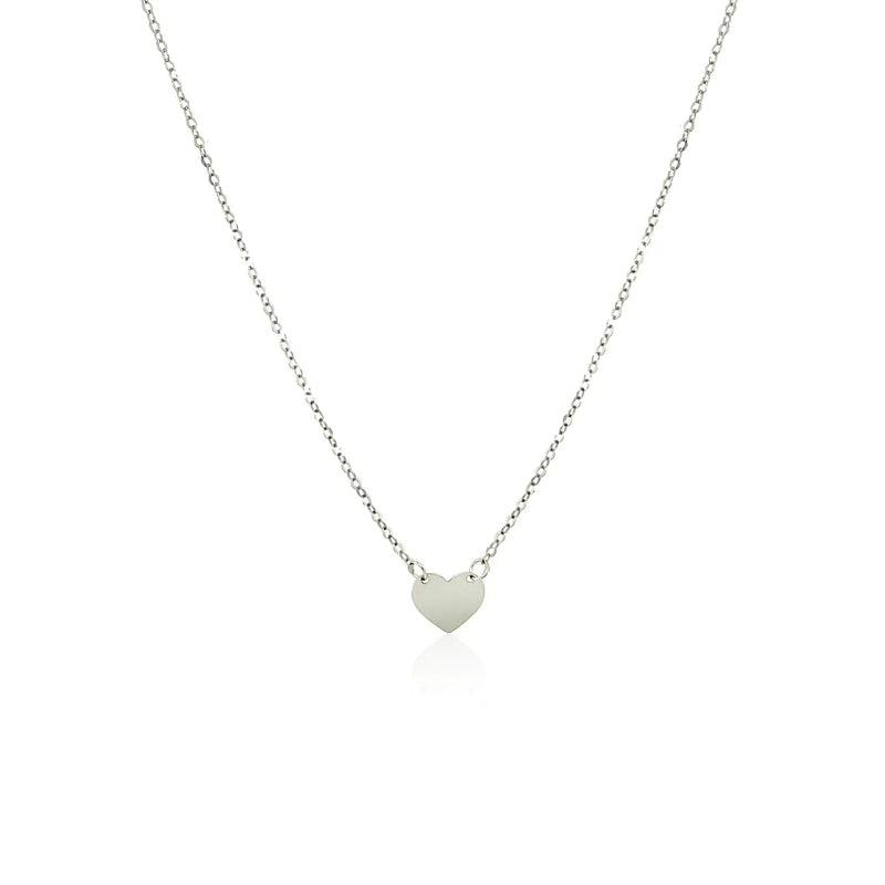An image displaying 14k White Gold Polished Mini Heart Necklace by Orca Market