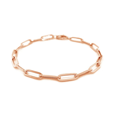 An image displaying 14K Rose Gold Bold Paperclip Chain Bracelet by Orca Market