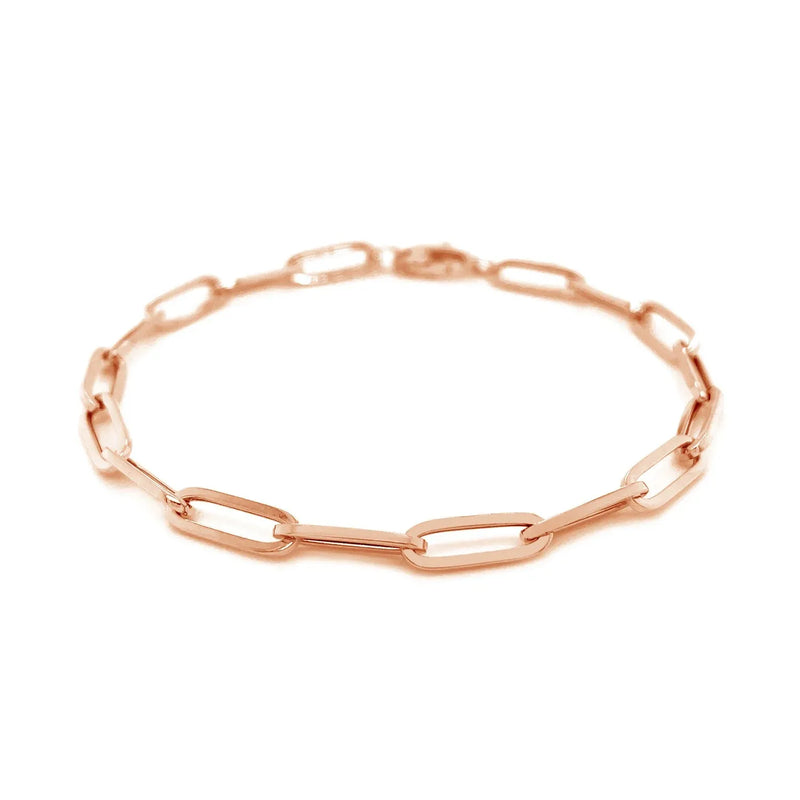 An image displaying 14K Rose Gold Bold Paperclip Chain Bracelet by Orca Market