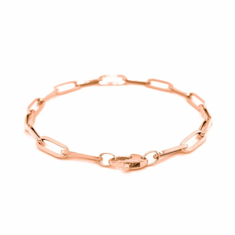 An image displaying 14K Rose Gold Bold Paperclip Chain Bracelet by Orca Market