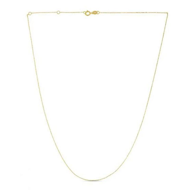 An image displaying Double Extendable Diamond Cut Cable Chain in 14k Yellow Gold (0.80mm) by Orca Market