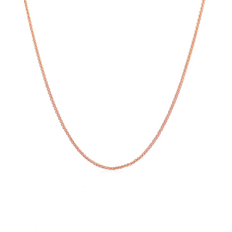 An image displaying 14k Rose Gold Round Wheat Chain 1.0mm by Orca Market