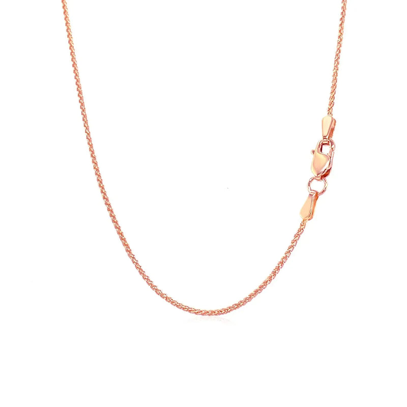 An image displaying 14k Rose Gold Round Wheat Chain 1.0mm by Orca Market