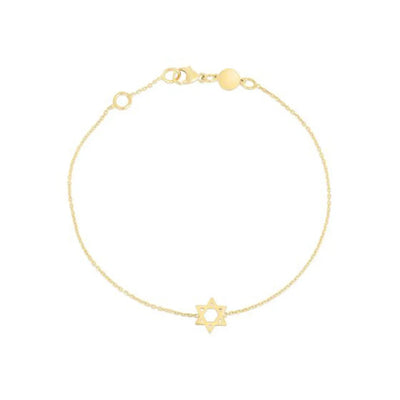 An image displaying 14k Yellow Gold Star of David Bracelet by Orca Market