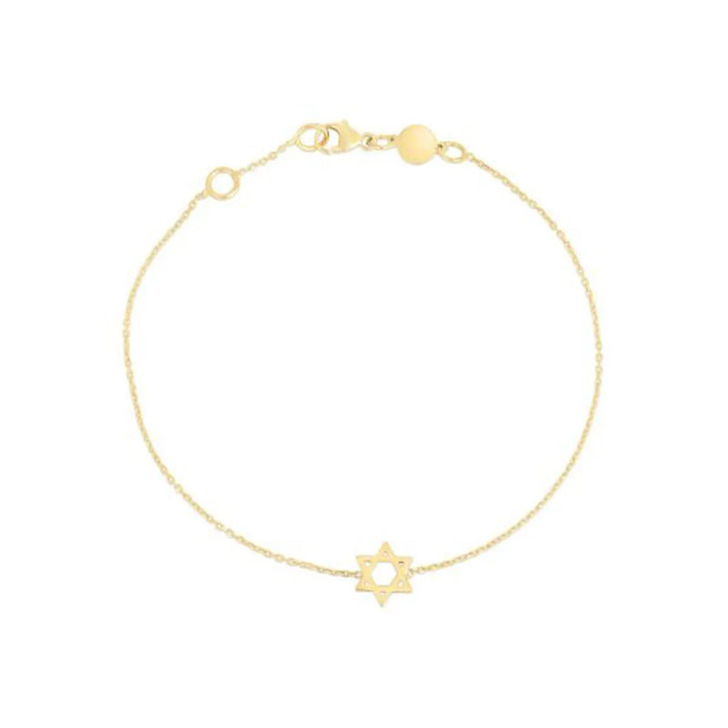 An image displaying 14k Yellow Gold Star of David Bracelet by Orca Market