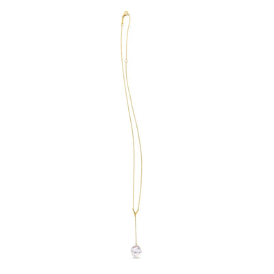 An image displaying 14k Yellow Gold Tesoro Pearl Lariat Necklace by Orca Market